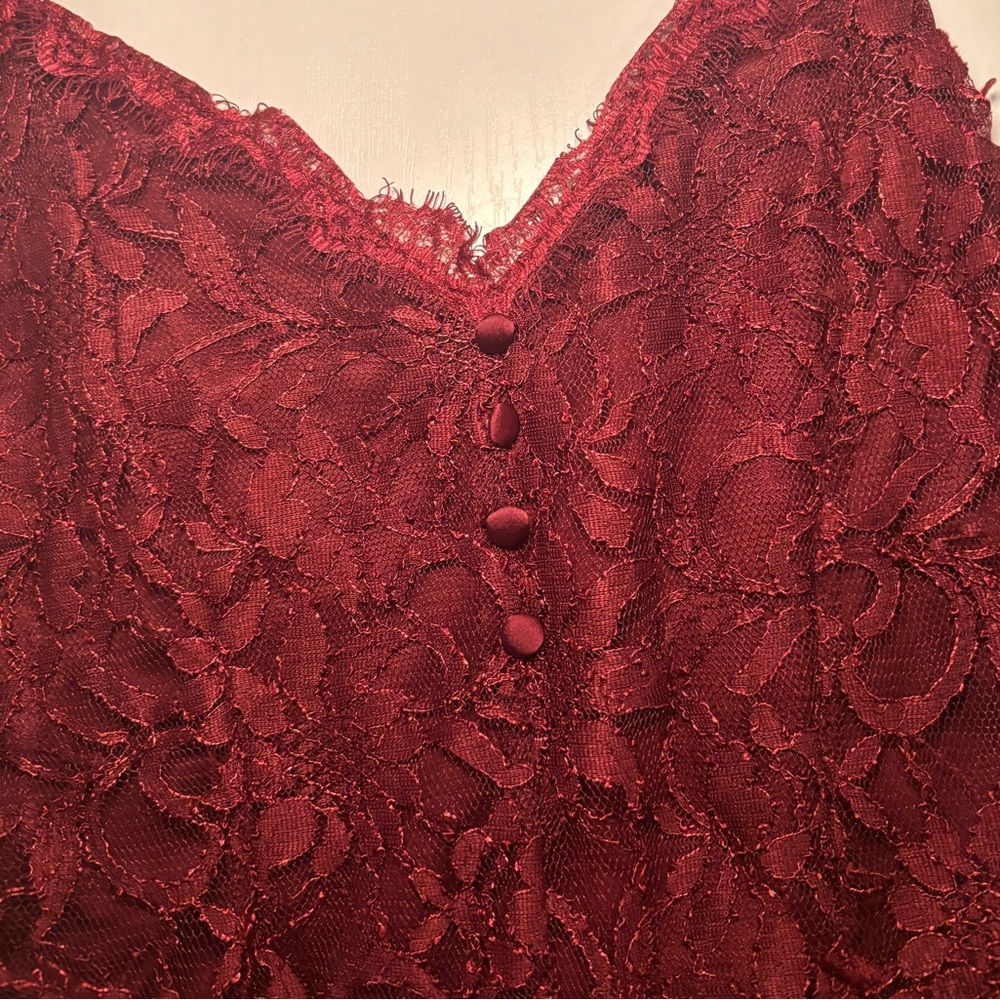 Burgundy Red Lace Bodysuit - Picture 5 of 9